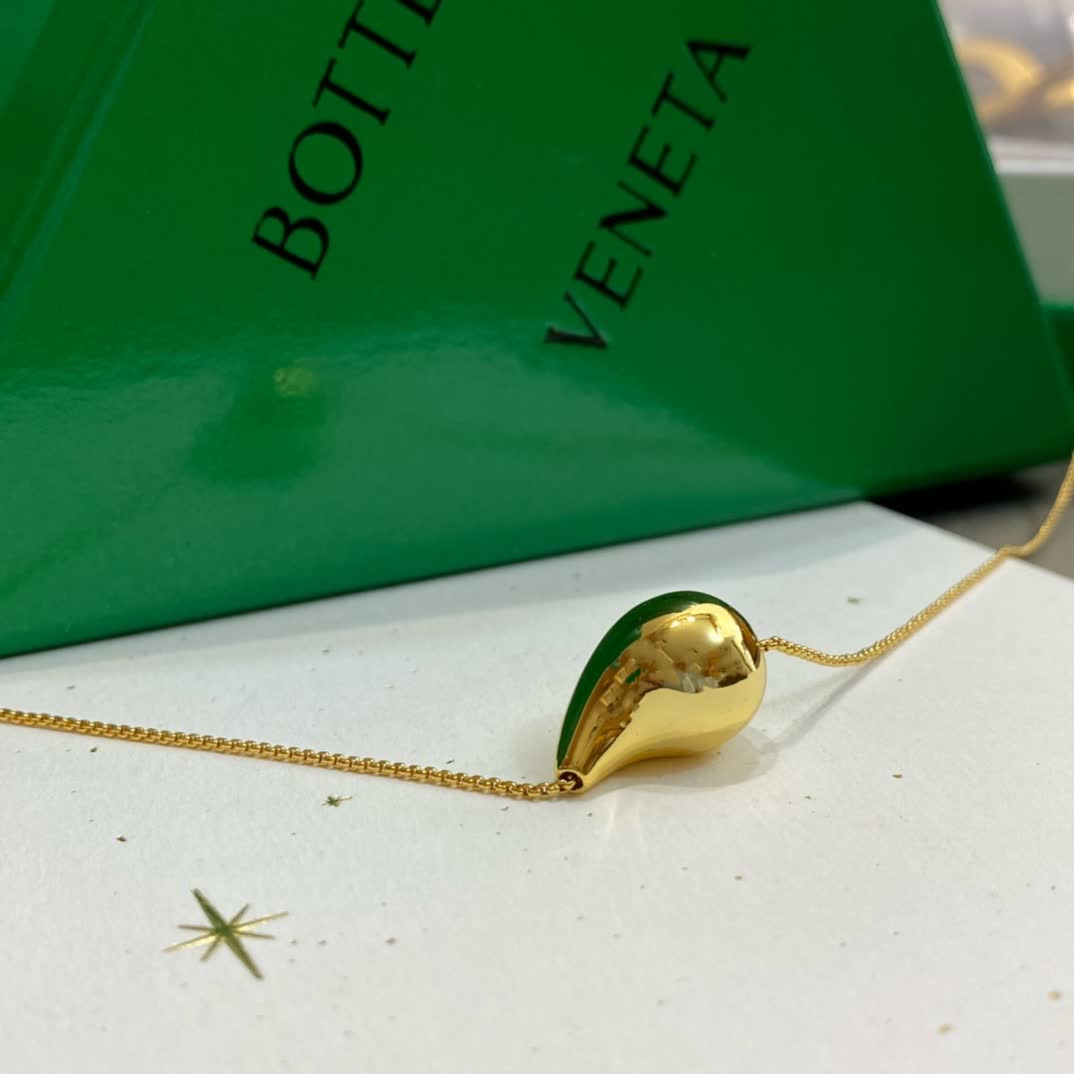 Bottega Veneta Gold Teardrop Pendant Necklace
